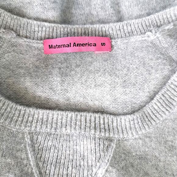 MATERNAL AMERICA Cashmere 3/4 Sleeve Sweater Mini Dress Gray Maternity Small - Picture 5 of 9
